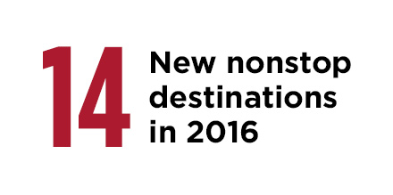 14 new nonstop destinations in 2016