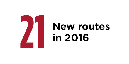 21 new routes in 2016